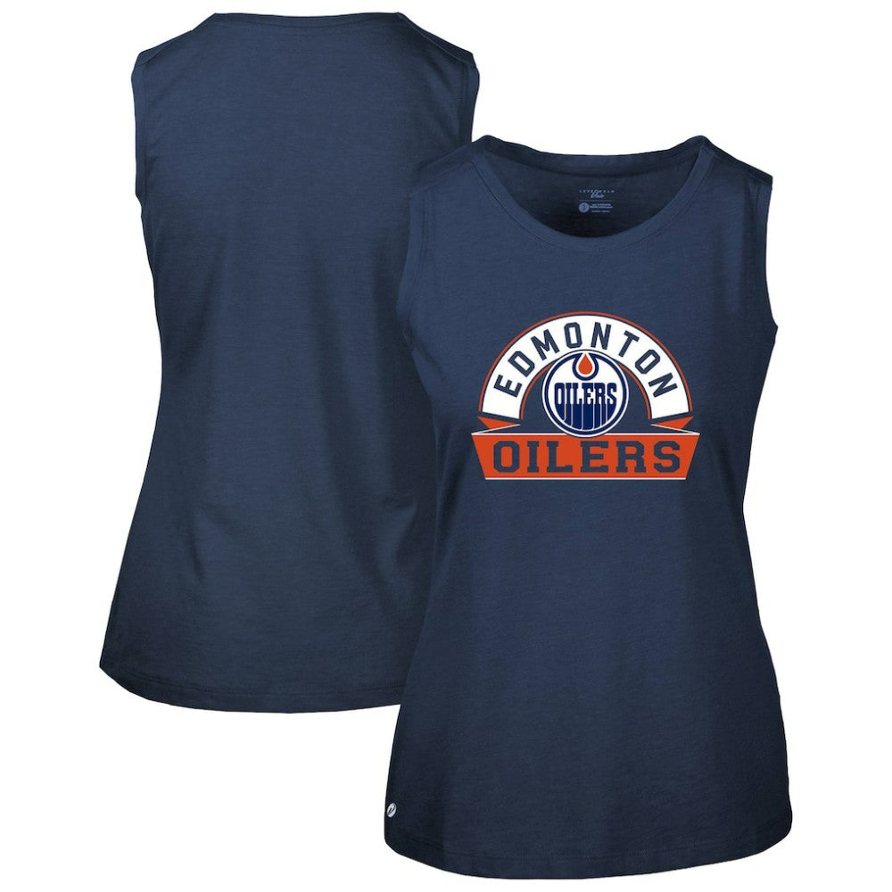 Edmonton Oilers Levelwear Women's Macy Banner Arch Tank Top Navy