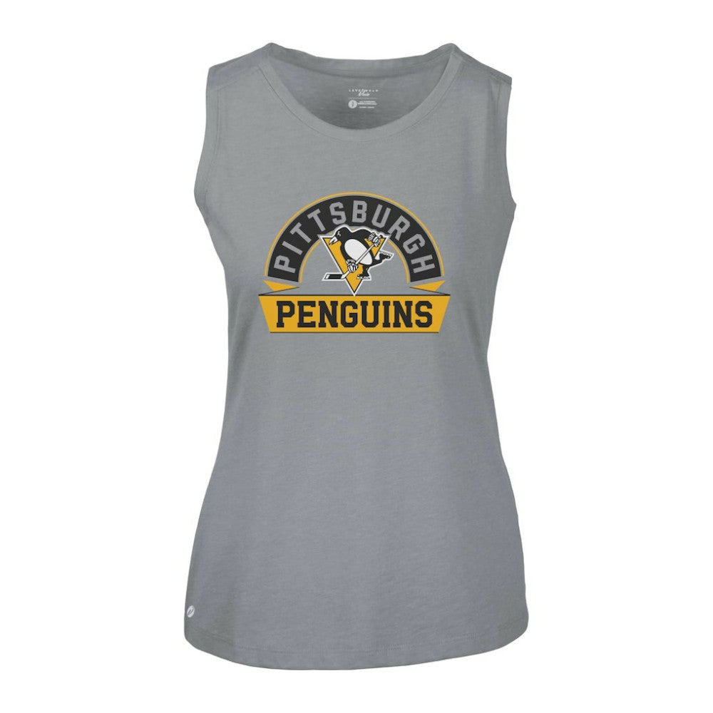 Pittsburgh Penguins Levelwear Women's Macy Banner Arch Tank Top Gray