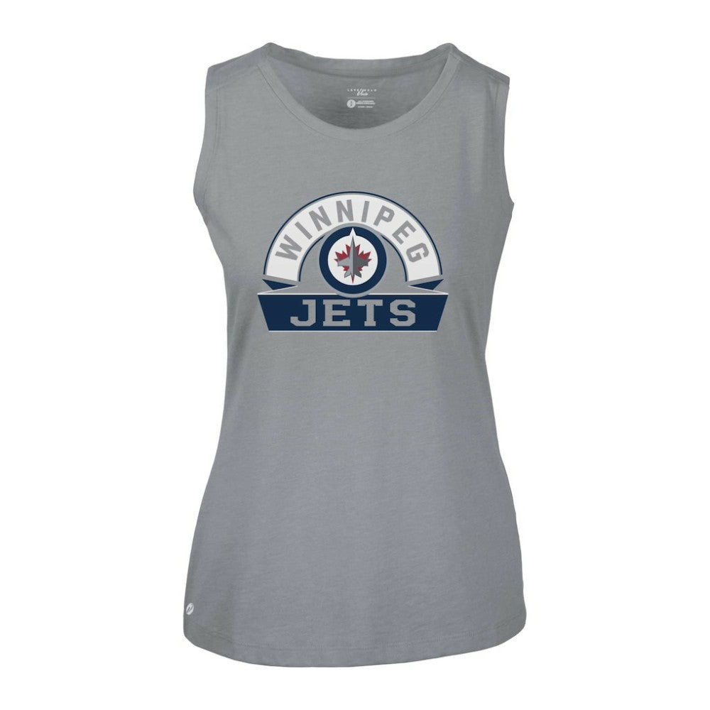 Winnipeg Jets Levelwear Women's Macy Banner Arch Tank Top Gray