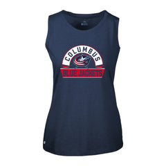 Columbus Blue Jackets Levelwear Women's Macy Banner Arch Tank Top Navy