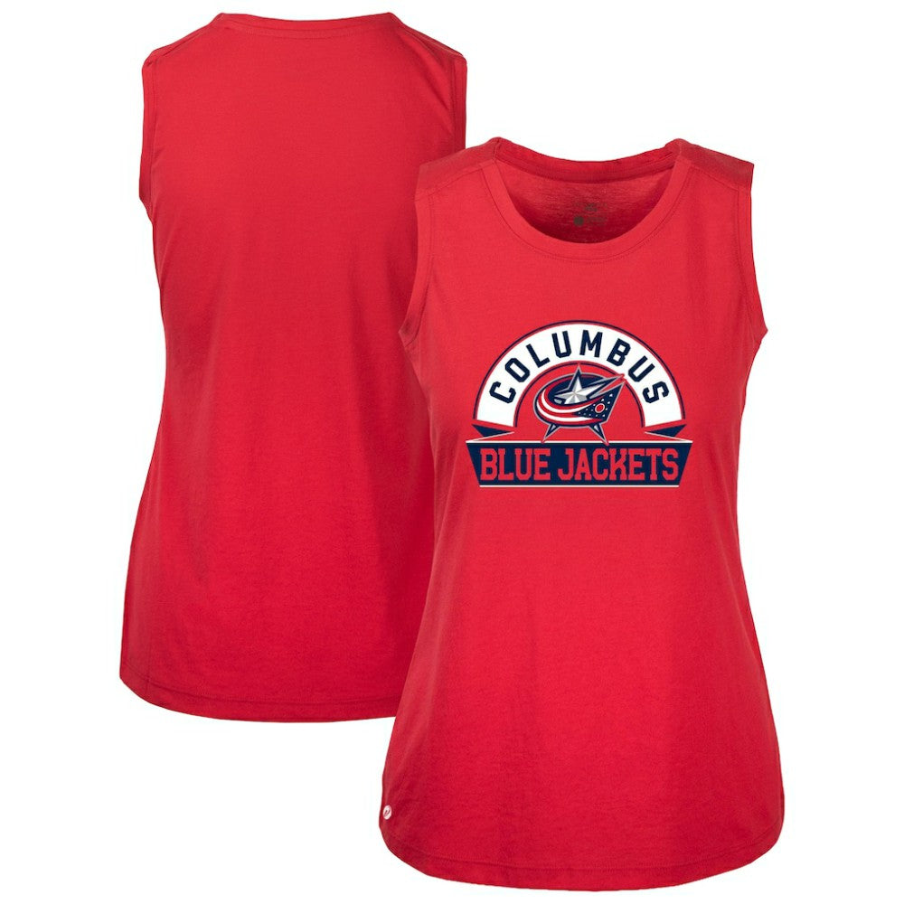 Columbus Blue Jackets Levelwear Women's Macy Banner Arch Tank Top Red