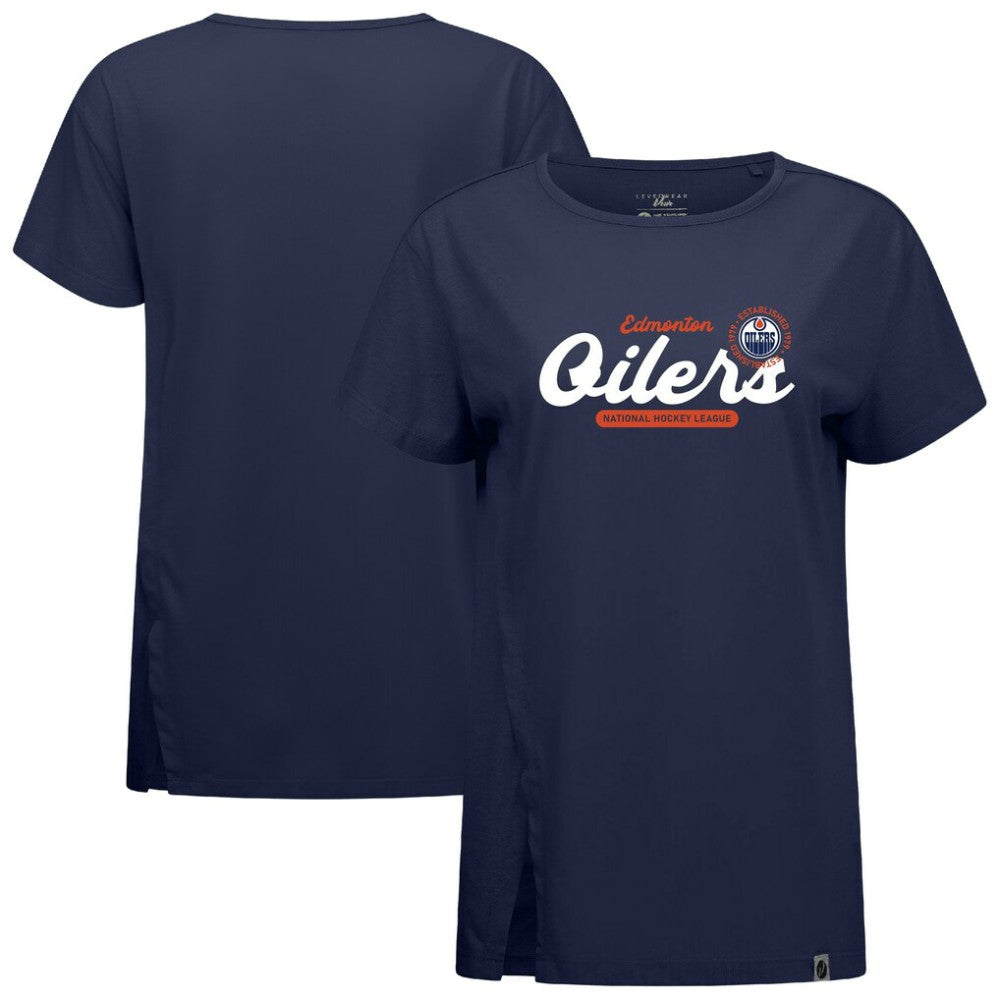 Edmonton Oilers Levelwear Women's Influx Monument T-Shirt Navy