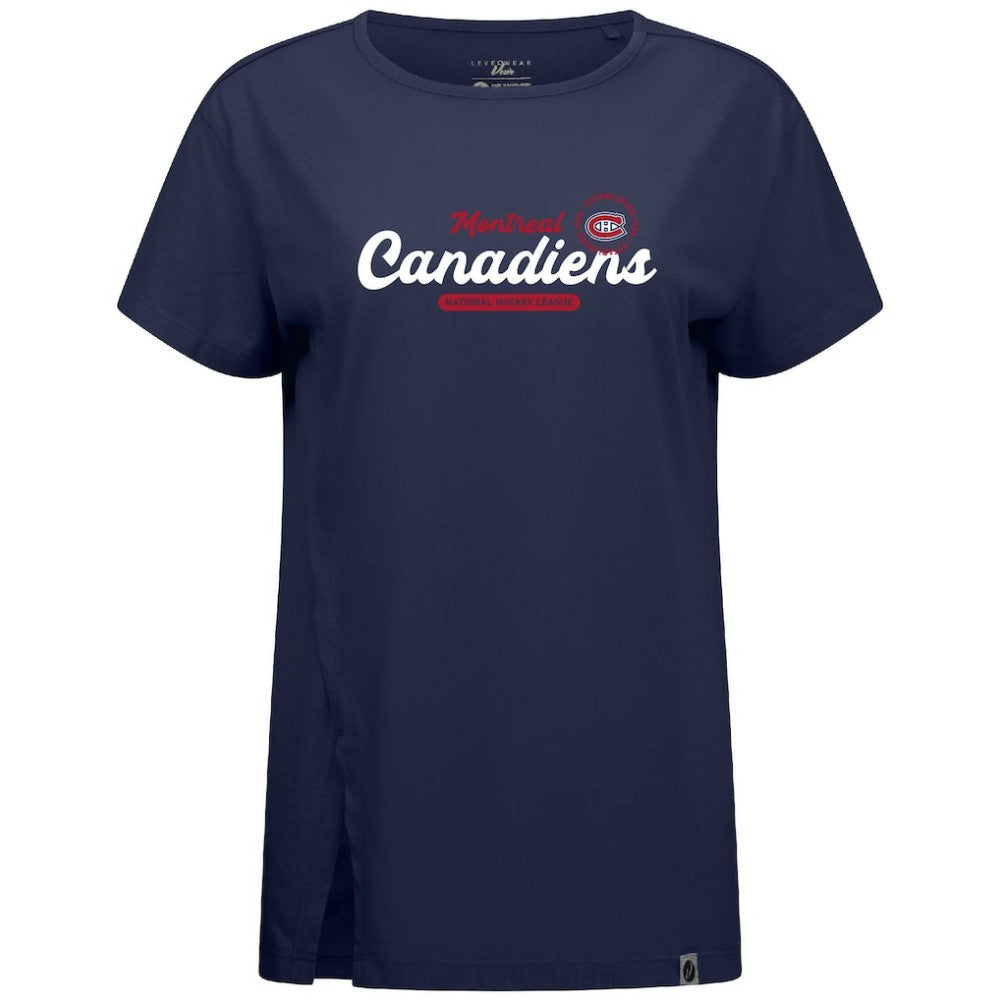 Montreal Canadiens Levelwear Women's Influx Monument T-Shirt Navy