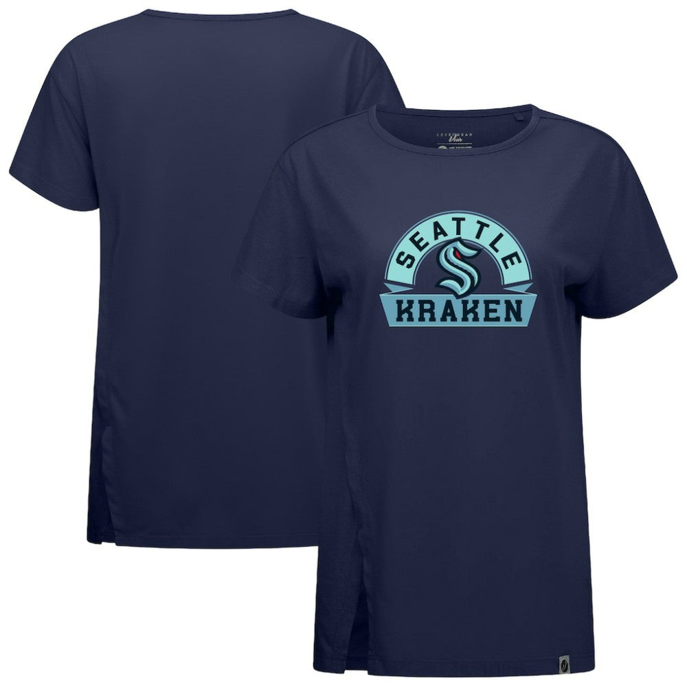 Seattle Kraken Levelwear Women's Influx Banner Arch T-Shirt Deep Sea Blue