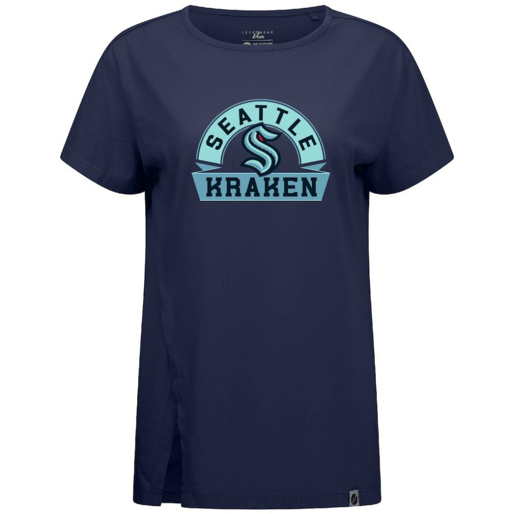 Seattle Kraken Levelwear Women's Influx Banner Arch T-Shirt Deep Sea Blue