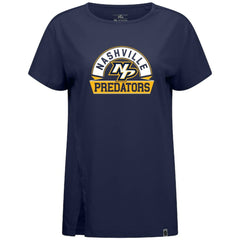 Nashville Predators Levelwear Women's Influx Banner Arch T-Shirt Navy