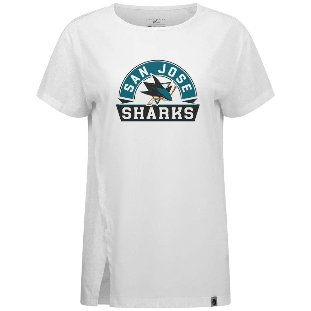 San Jose Sharks Levelwear Women's Influx Banner Arch T-Shirt White