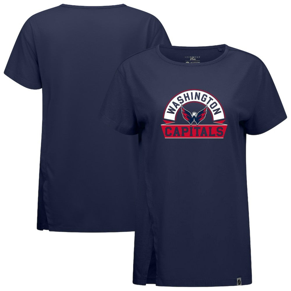 Washington Capitals Levelwear Women's Influx Banner Arch T-Shirt Navy