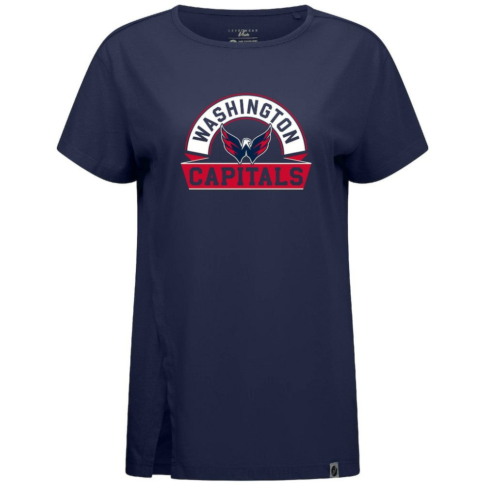 Washington Capitals Levelwear Women's Influx Banner Arch T-Shirt Navy