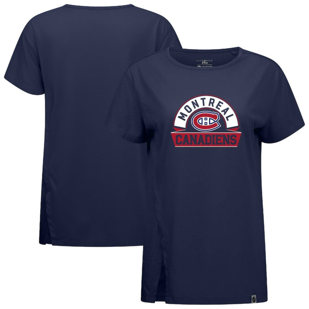 Montreal Canadiens Levelwear Women's Influx Banner Arch T-Shirt Navy