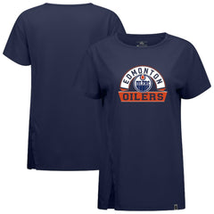 Edmonton Oilers Levelwear Women's Influx Banner Arch T-Shirt Navy