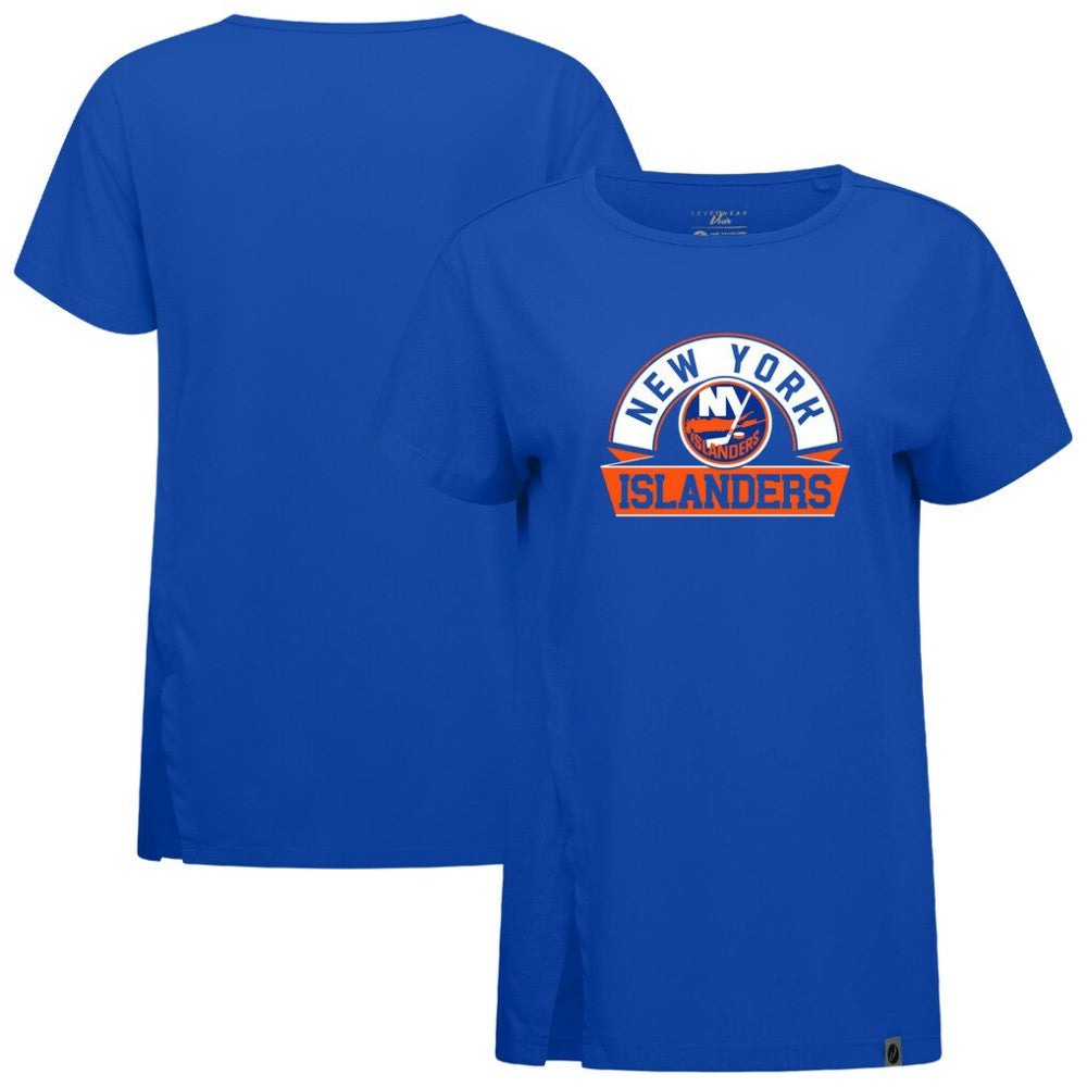New York Islanders Levelwear Women's Influx Banner Arch T-Shirt Royal