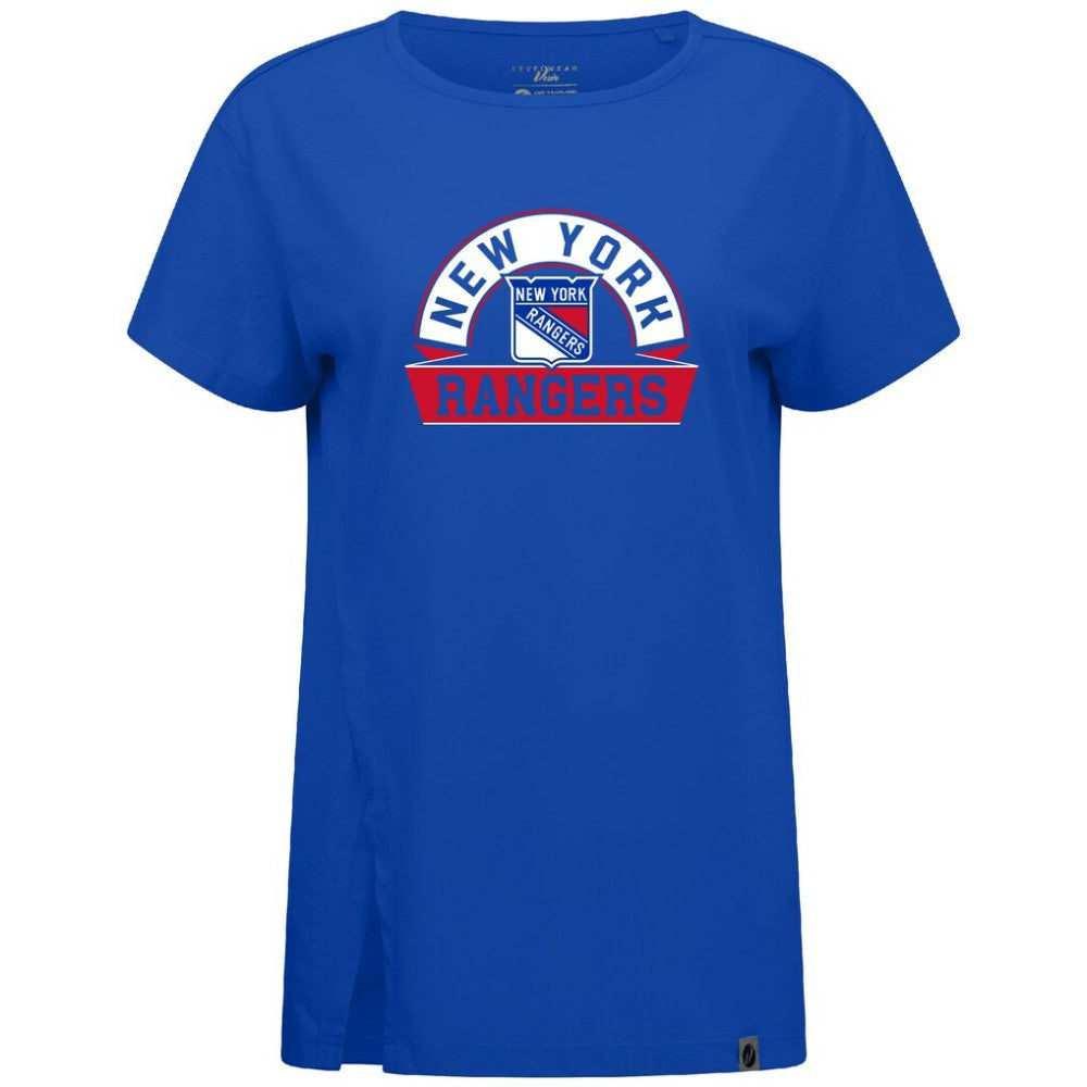New York Rangers Levelwear Women's Influx Banner Arch T-Shirt Royal