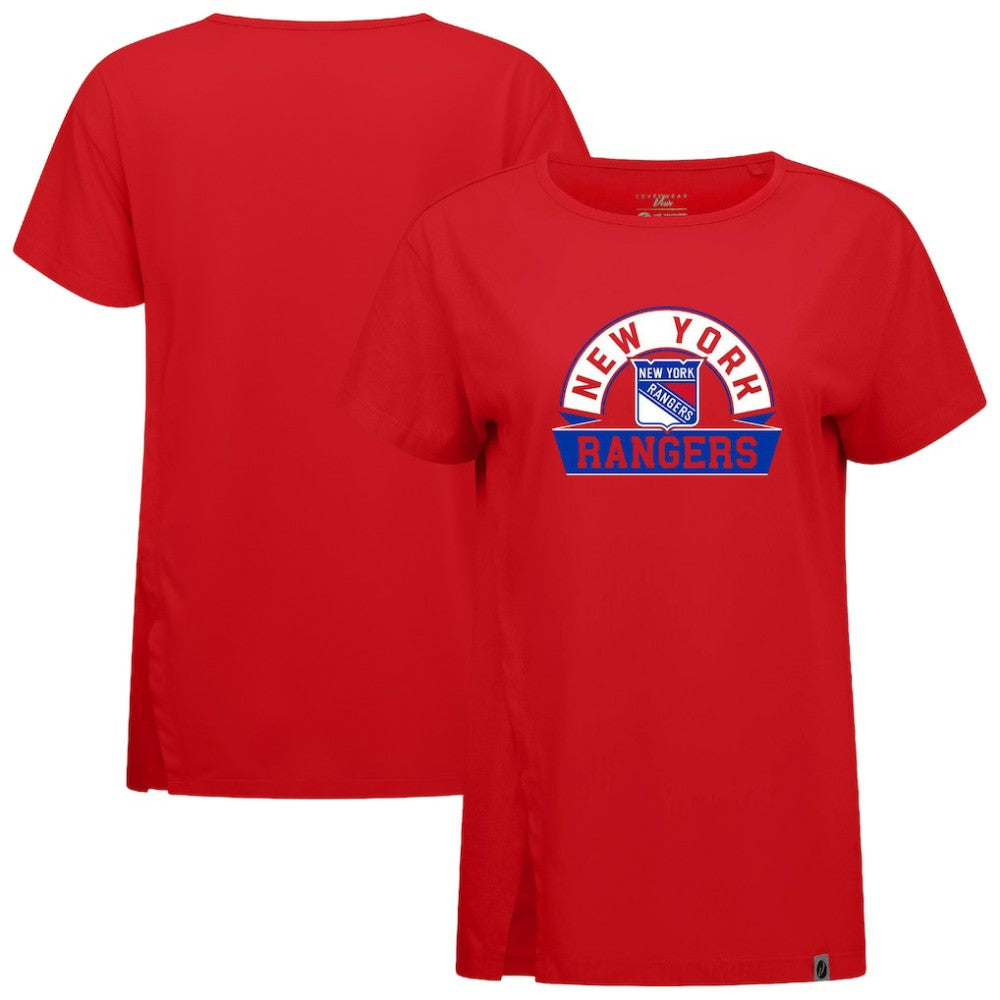 New York Rangers Levelwear Women's Influx Banner Arch T-Shirt Red