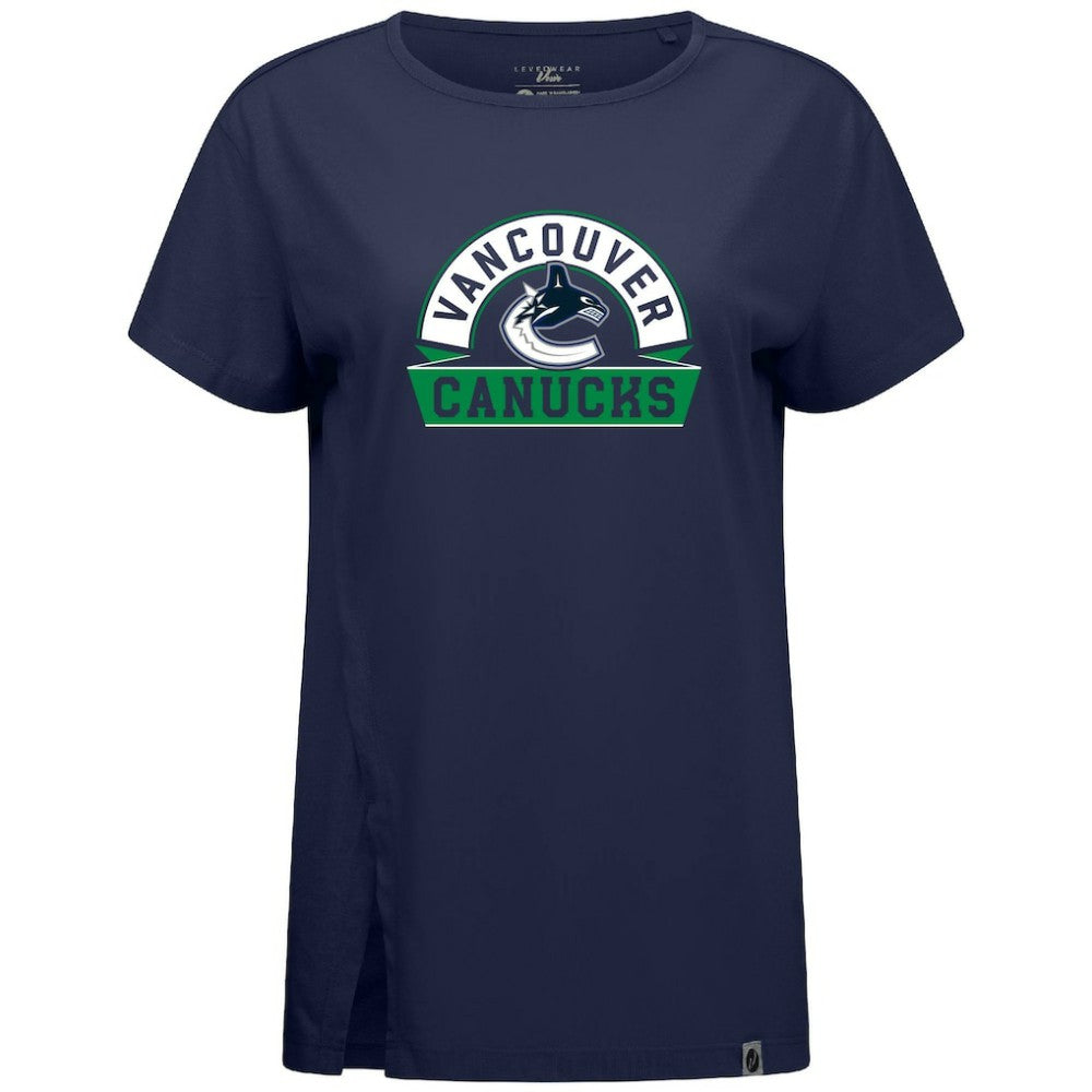 Vancouver Canucks Levelwear Women's Influx Banner Arch T-Shirt Navy