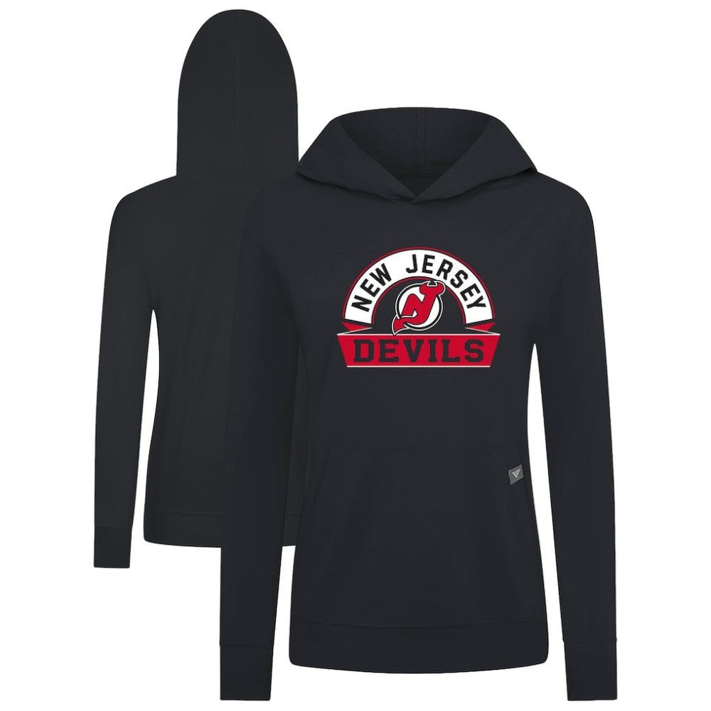 New Jersey Devils Levelwear Women's Relay Banner Arch Pullover Hoodie Black