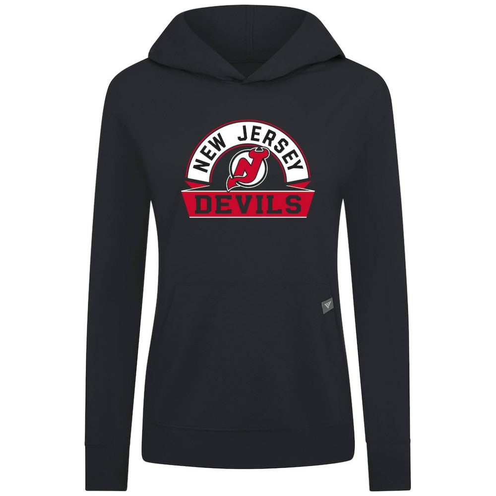 New Jersey Devils Levelwear Women's Relay Banner Arch Pullover Hoodie Black