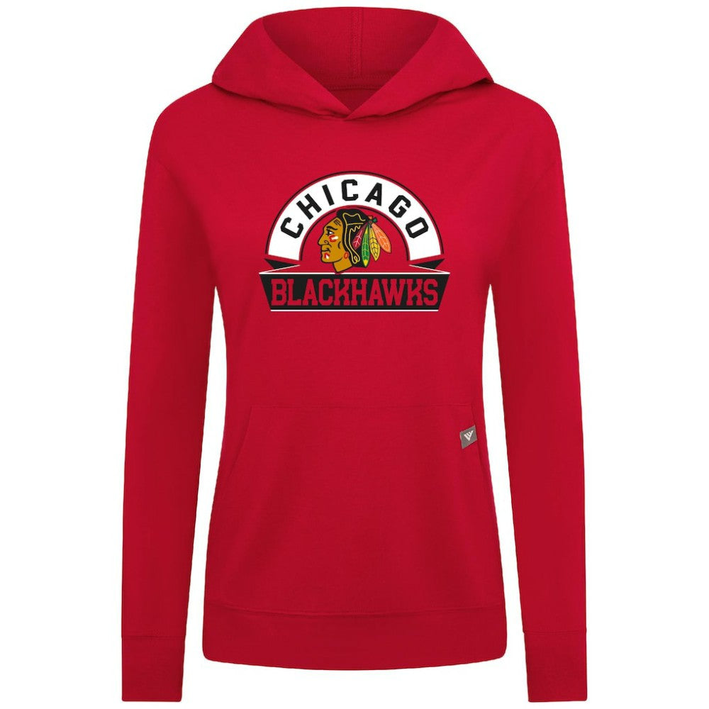 Chicago Blackhawks Levelwear Women's Relay Banner Arch Pullover Hoodie Red