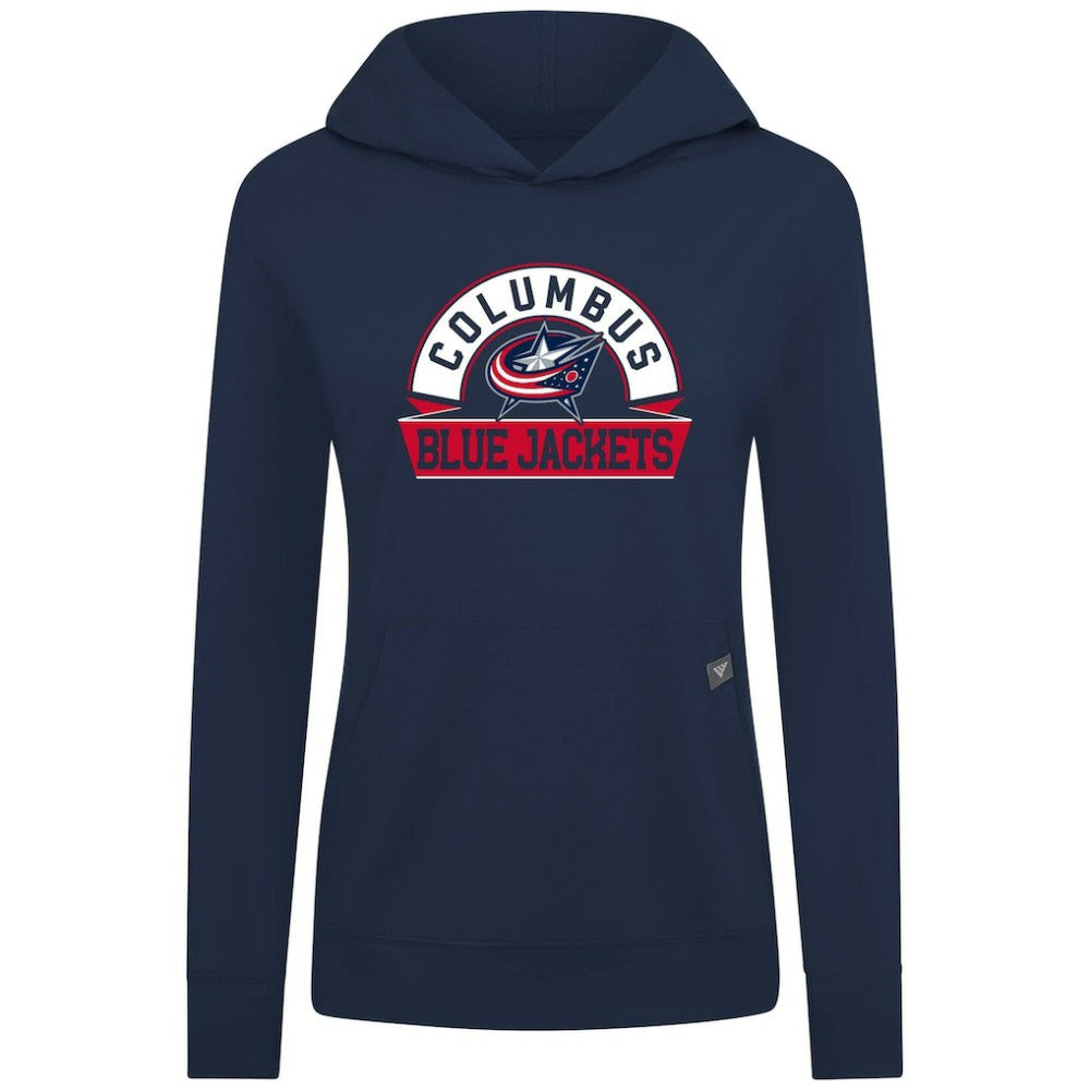Columbus Blue Jackets Levelwear Women's Relay Banner Arch Pullover Hoodie Navy