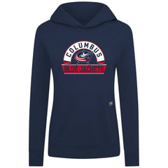 Columbus Blue Jackets Levelwear Women's Relay Banner Arch Pullover Hoodie Navy