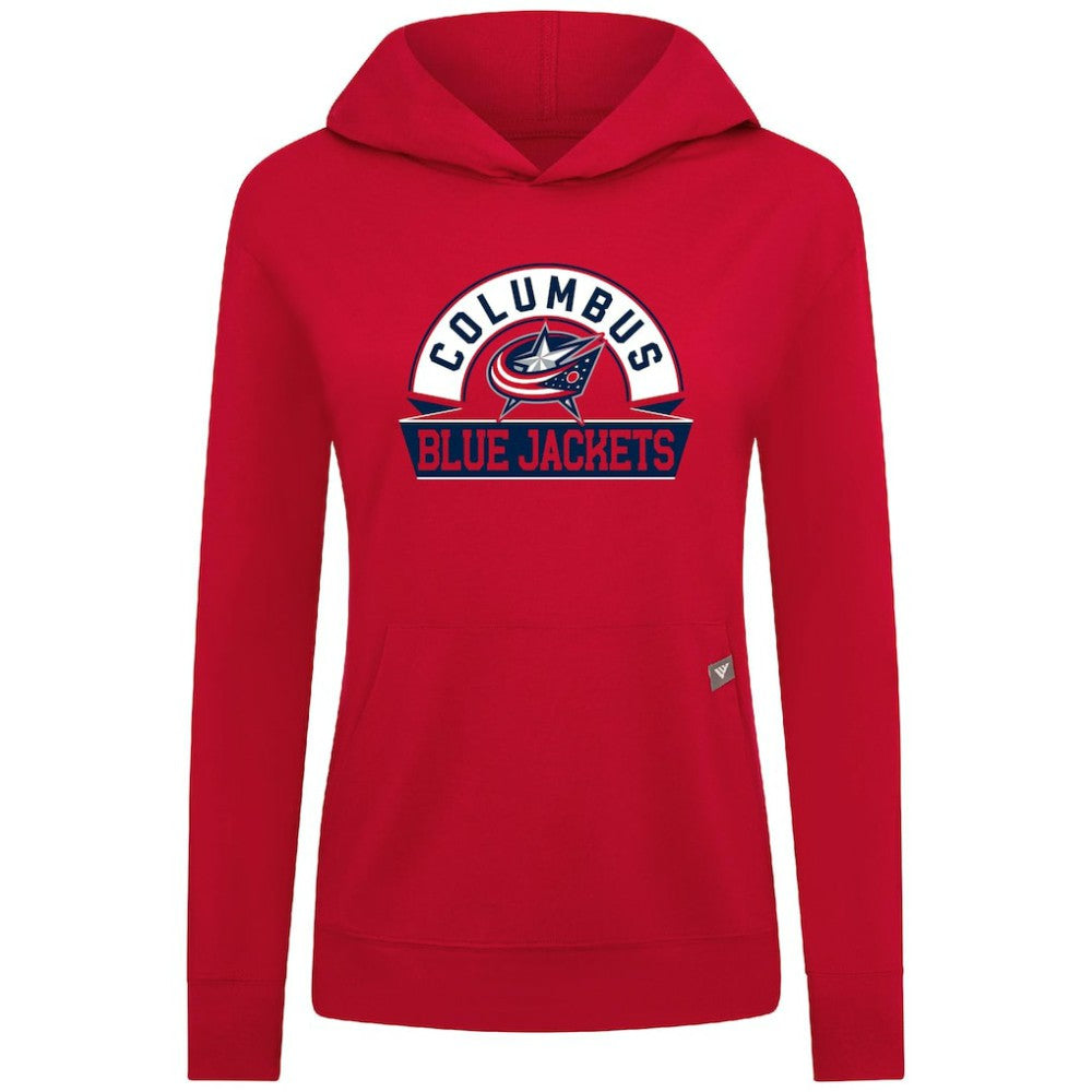 Columbus Blue Jackets Levelwear Women's Relay Banner Arch Pullover Hoodie Red