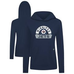 Winnipeg Jets Levelwear Women's Relay Banner Arch Pullover Hoodie Navy