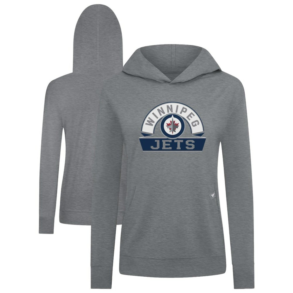 Winnipeg Jets Levelwear Women's Relay Banner Arch Pullover Hoodie Gray