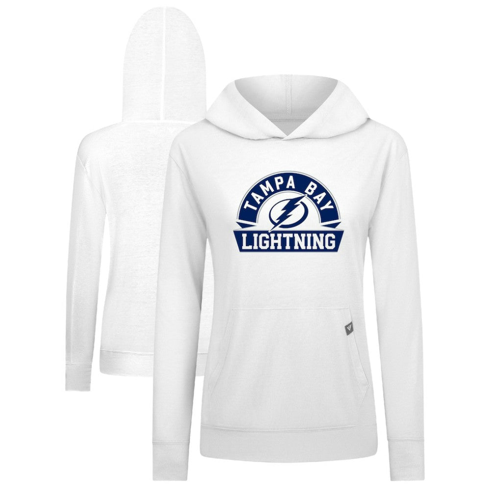 Tampa Bay Lightning Levelwear Women's Relay Banner Arch Pullover Hoodie White