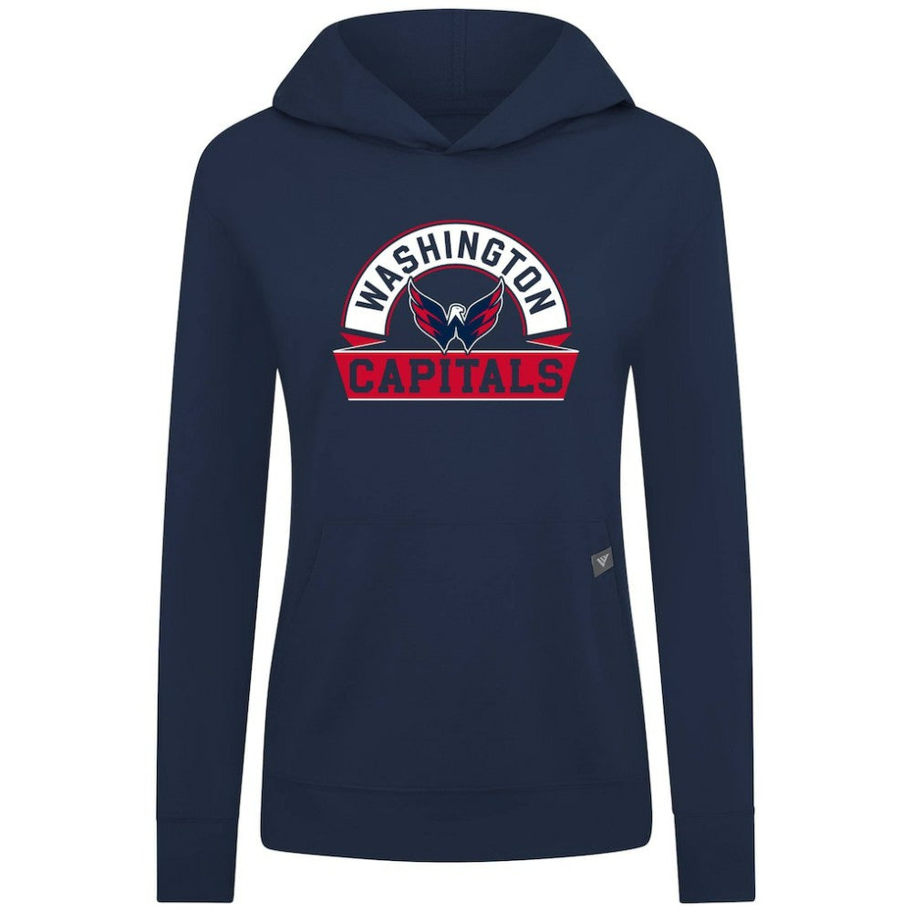Washington Capitals Levelwear Women's Relay Banner Arch Pullover Hoodie Navy