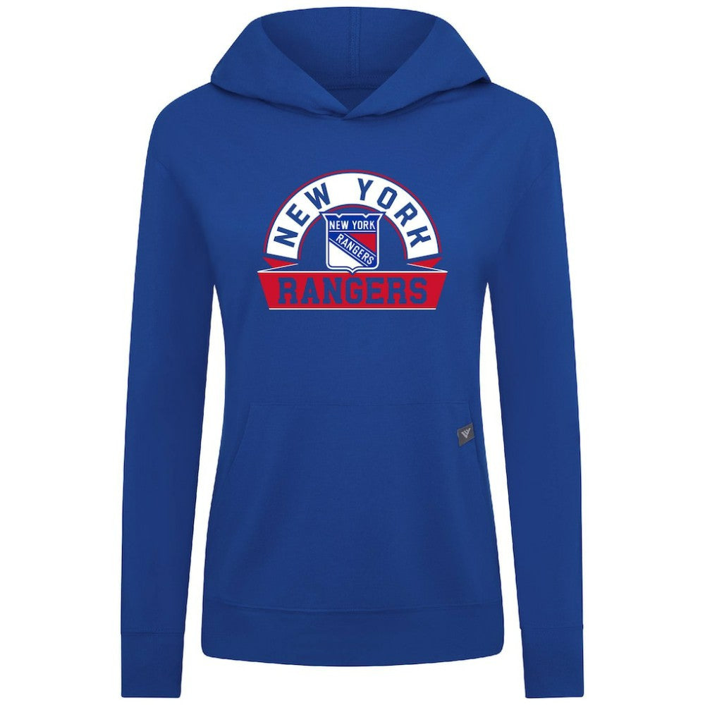 New York Rangers Levelwear Women's Relay Banner Arch Pullover Hoodie Royal