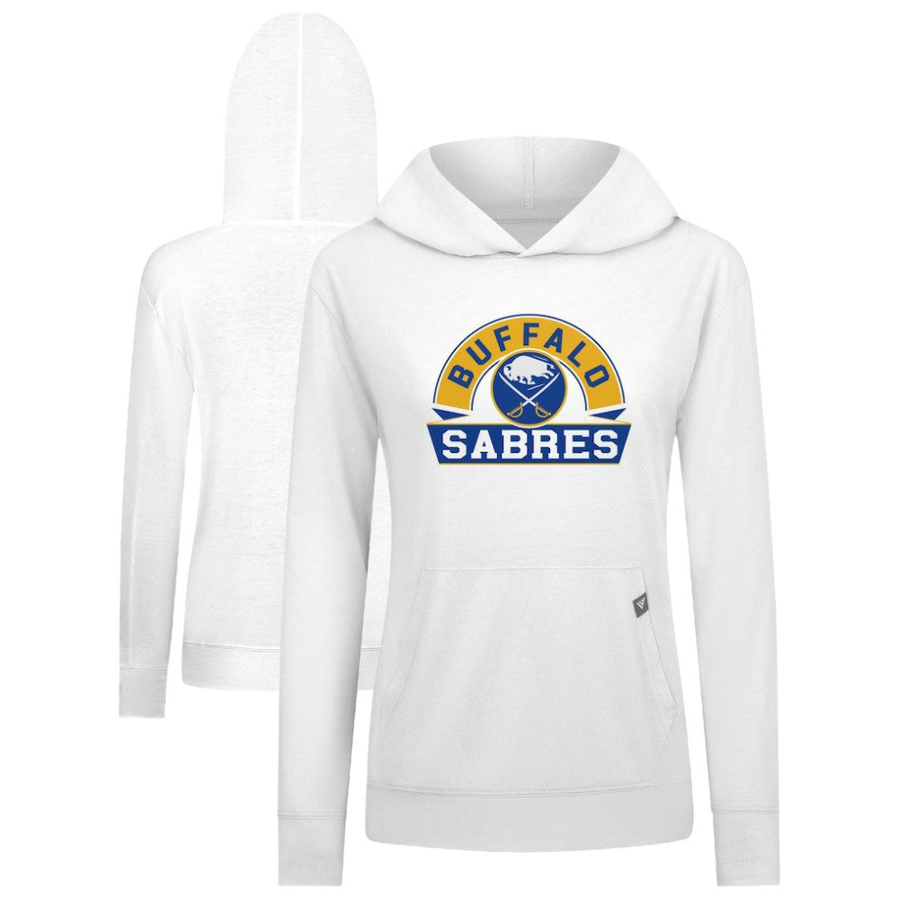 Buffalo Sabres Levelwear Women's Relay Banner Arch Pullover Hoodie White