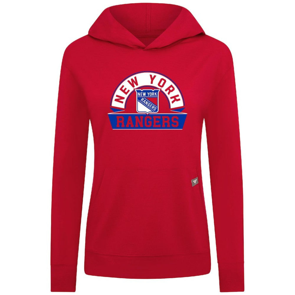New York Rangers Levelwear Women's Relay Banner Arch Pullover Hoodie Red