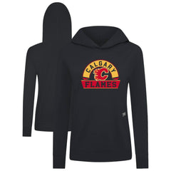 Calgary Flames Levelwear Women's Relay Banner Arch Pullover Hoodie Black