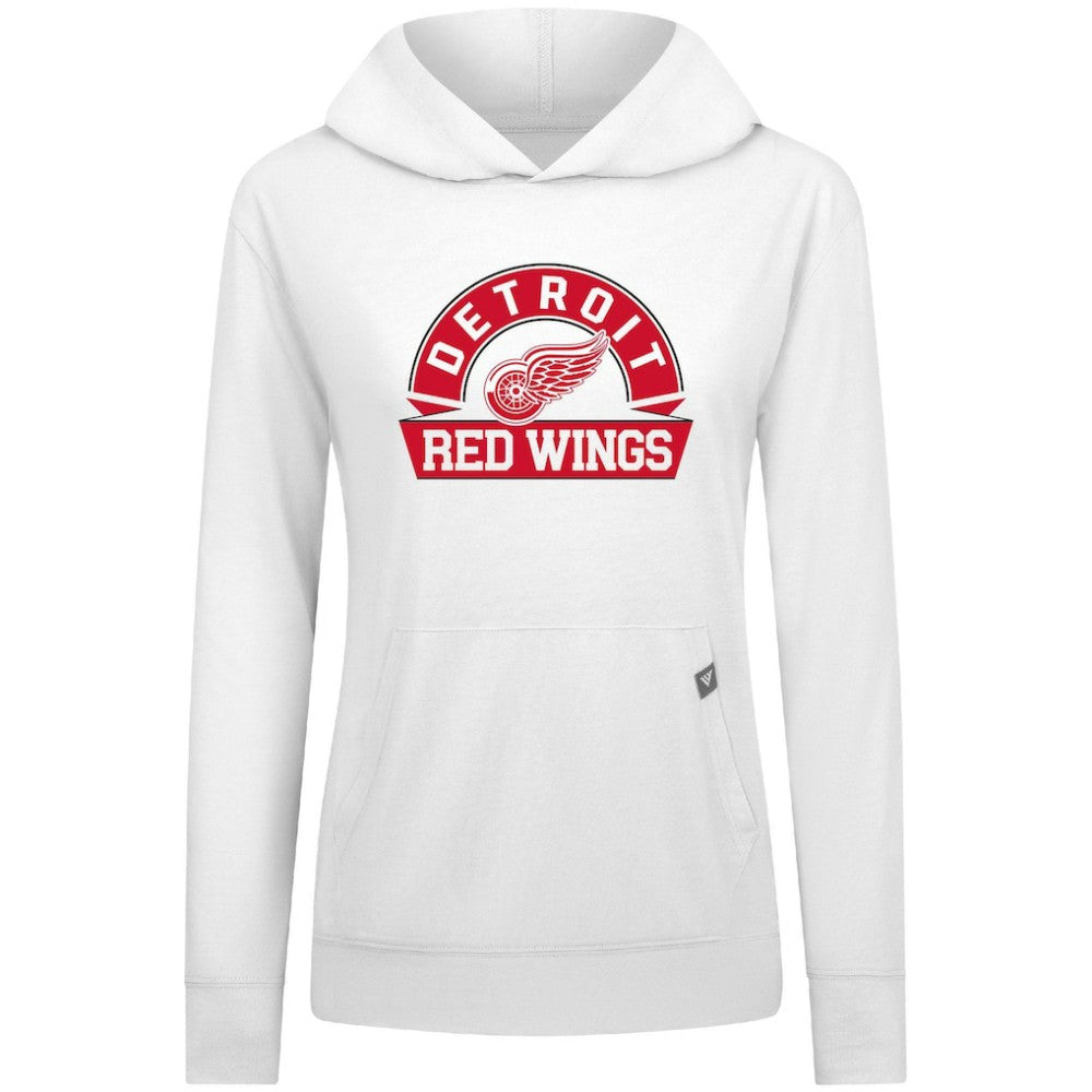 Detroit Red Wings Levelwear Women's Relay Banner Arch Pullover Hoodie White