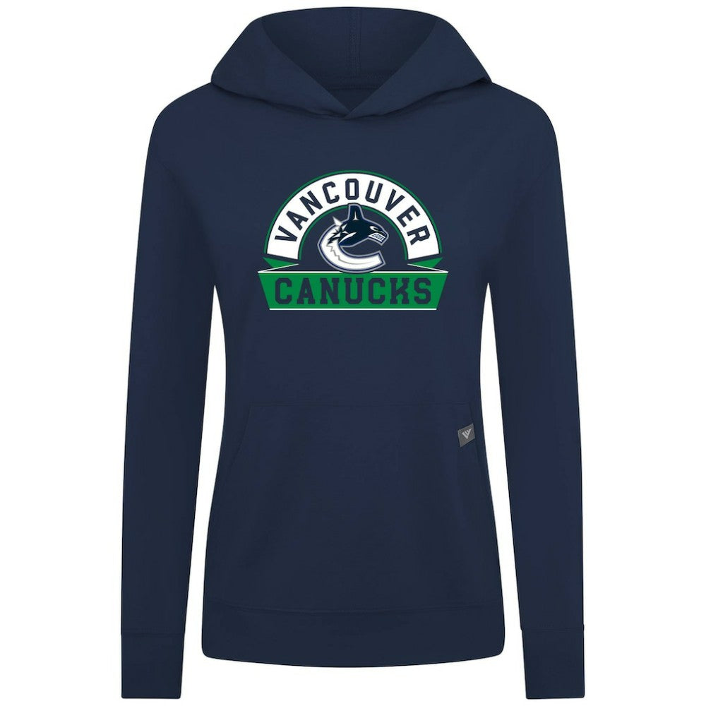 Vancouver Canucks Levelwear Women's Relay Banner Arch Pullover Hoodie Navy