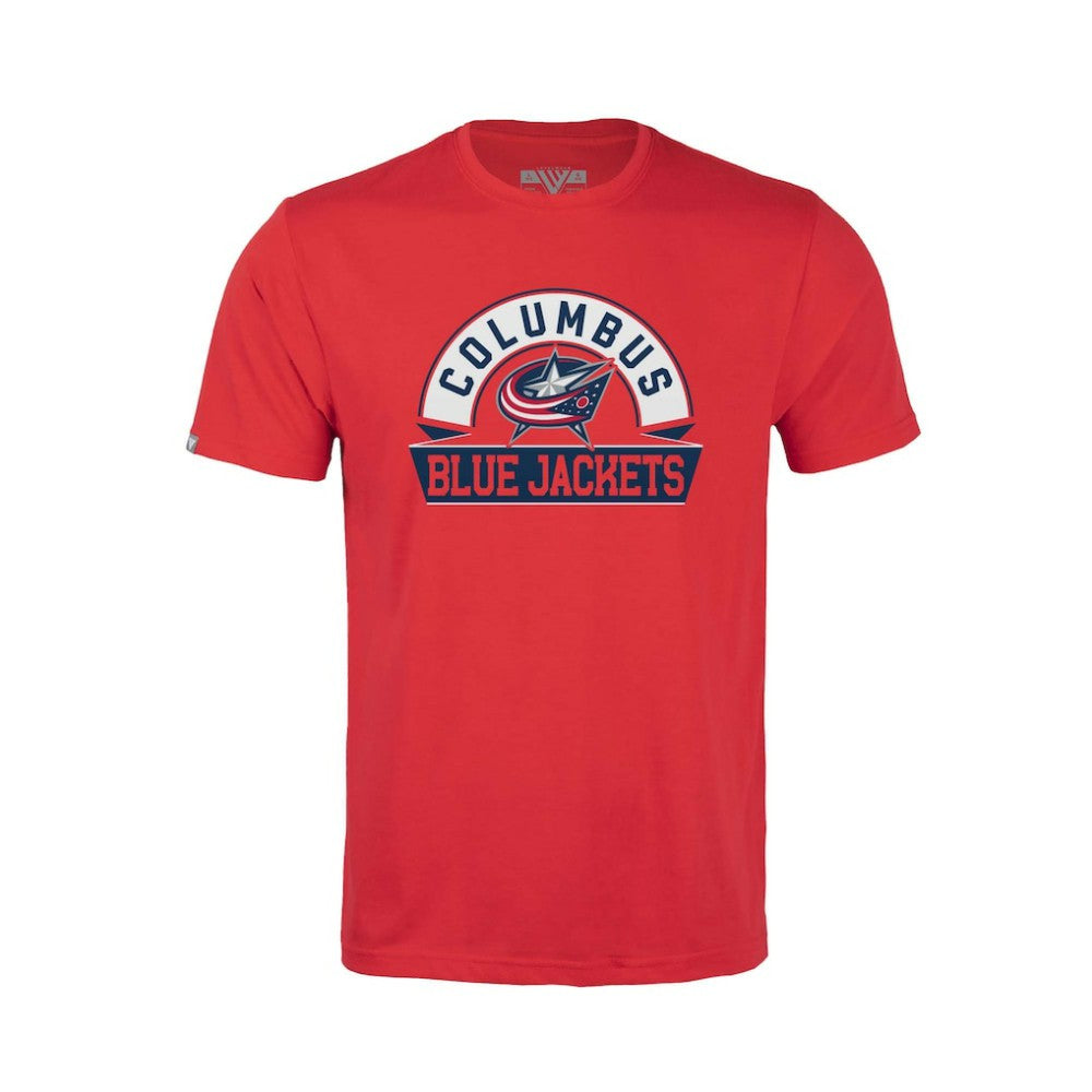 Columbus Blue Jackets Levelwear Youth Little Richmond Banner Arch T-Shirt Red