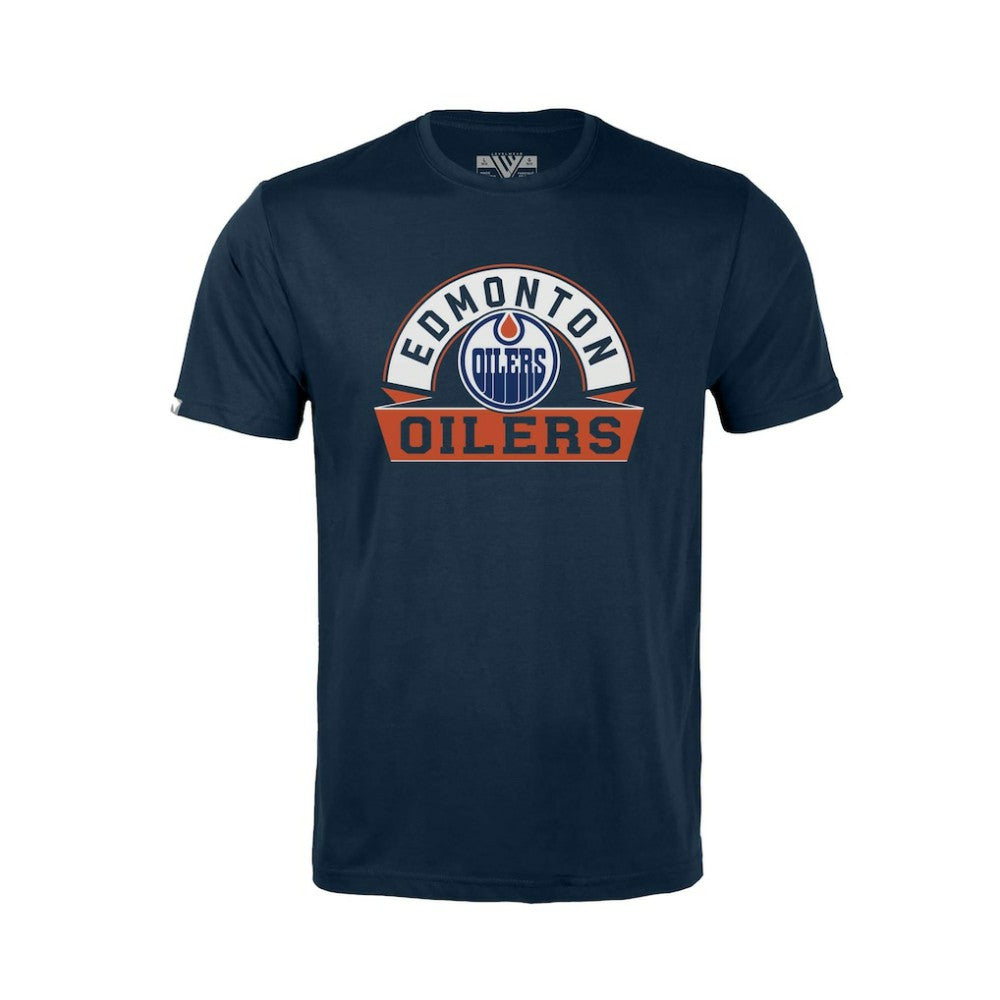 Edmonton Oilers Levelwear Youth Little Richmond Banner Arch T-Shirt Navy
