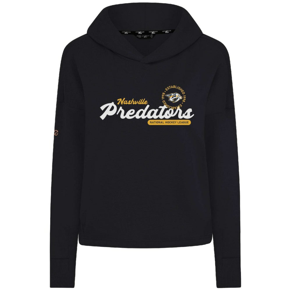 Nashville Predators Levelwear Women's Sweet Monument Tri-Blend Cropped Pullover Hoodie Black