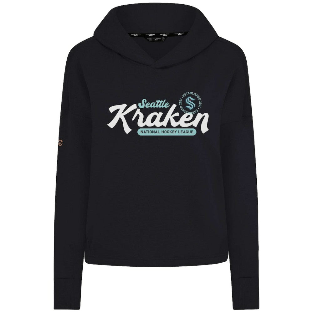 Seattle Kraken Levelwear Women's Sweet Monument Tri-Blend Cropped Pullover Hoodie Black