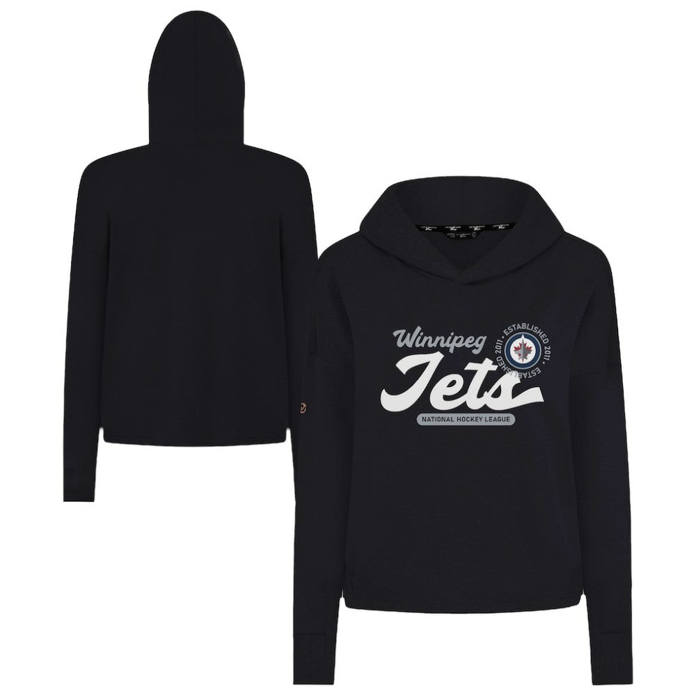 Winnipeg Jets Levelwear Women's Sweet Monument Tri-Blend Cropped Pullover Hoodie Black