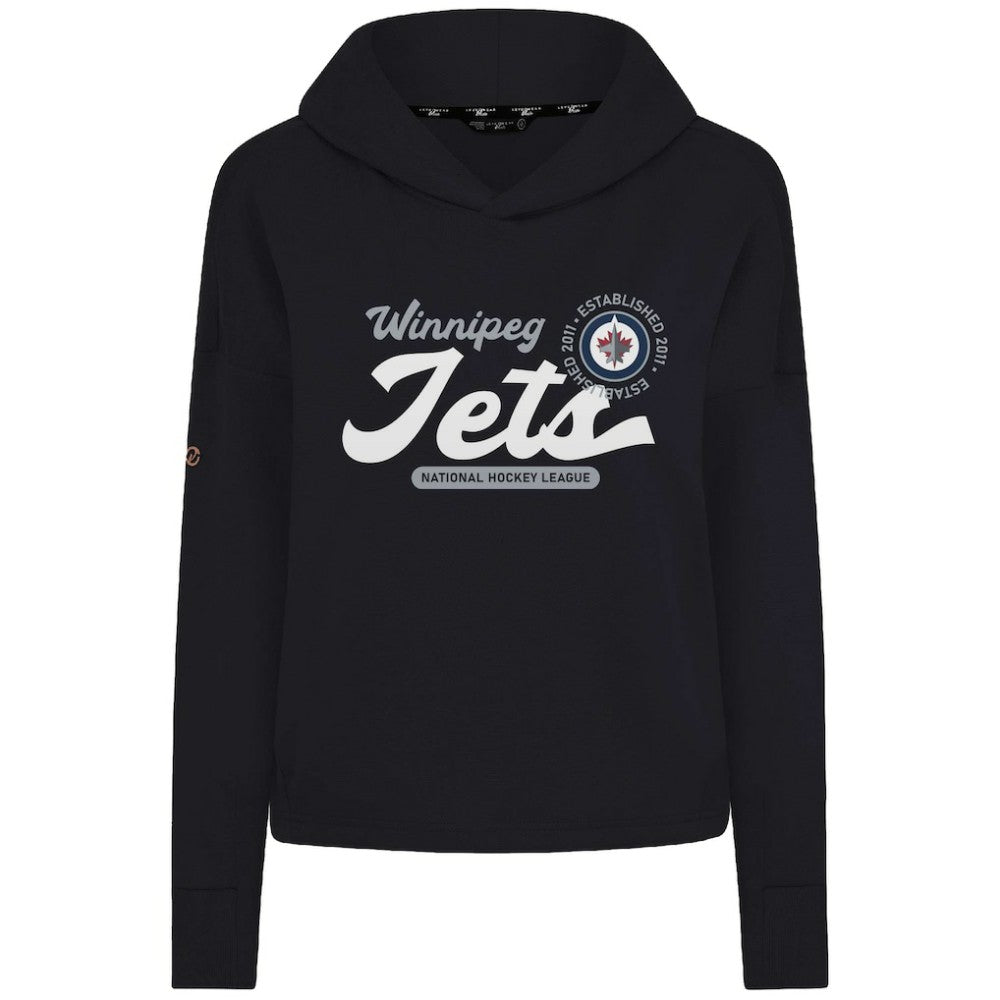 Winnipeg Jets Levelwear Women's Sweet Monument Tri-Blend Cropped Pullover Hoodie Black