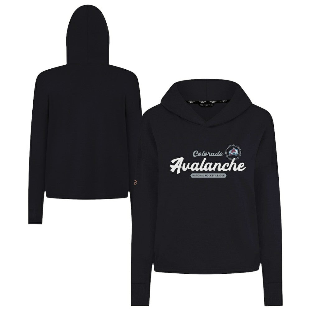 Colorado Avalanche Levelwear Women's Sweet Monument Tri-Blend Cropped Pullover Hoodie Black
