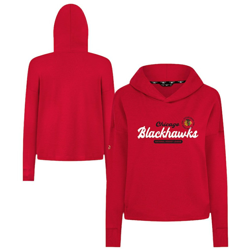Chicago Blackhawks Levelwear Women's Sweet Monument Tri-Blend Cropped Pullover Hoodie Red