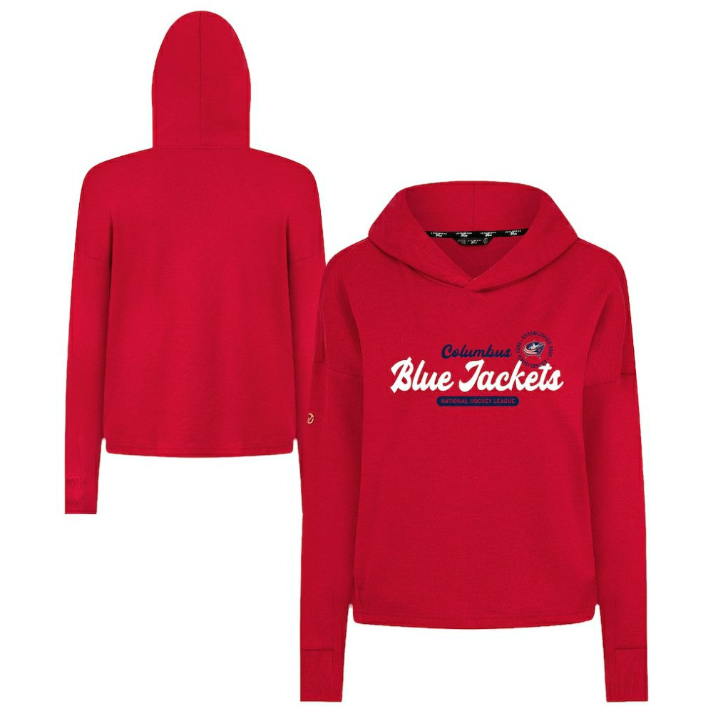Columbus Blue Jackets Levelwear Women's Sweet Monument Tri-Blend Cropped Pullover Hoodie Red