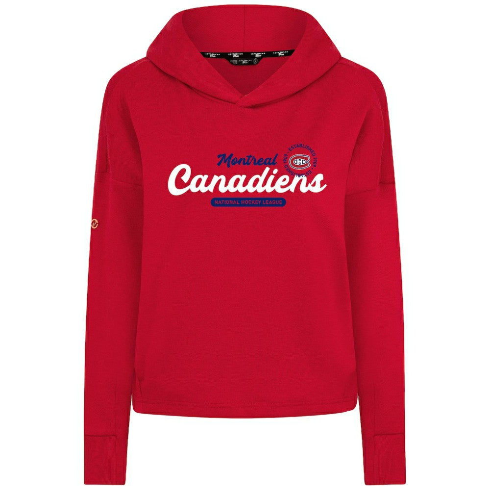 Montreal Canadiens Levelwear Women's Sweet Monument Tri-Blend Cropped Pullover Hoodie Red