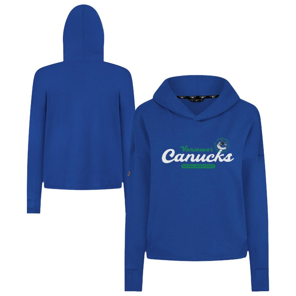 Vancouver Canucks Levelwear Women's Sweet Monument Tri-Blend Cropped Pullover Hoodie Royal