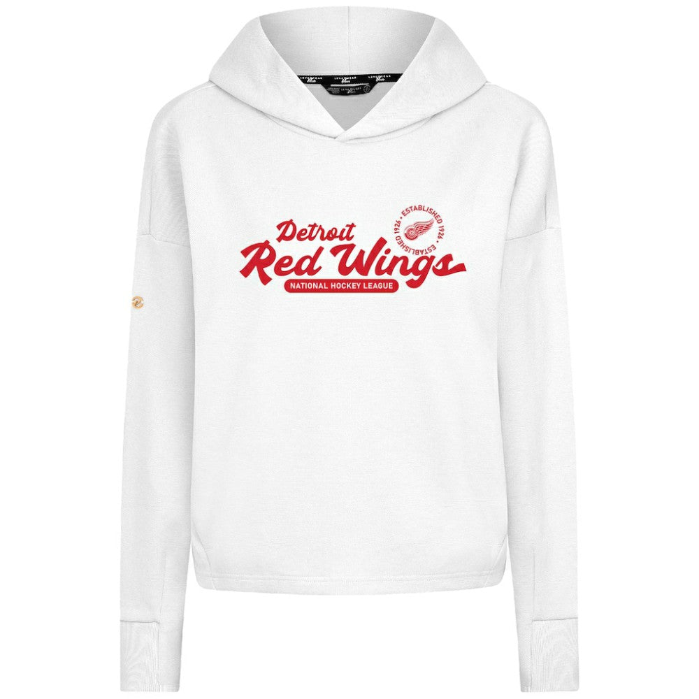 Detroit Red Wings Levelwear Women's Sweet Monument Tri-Blend Cropped Pullover Hoodie White