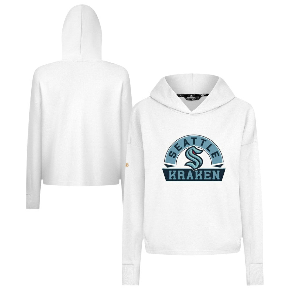 Seattle Kraken Levelwear Women's Sweet Banner Arch Tri-Blend Cropped Pullover Hoodie White