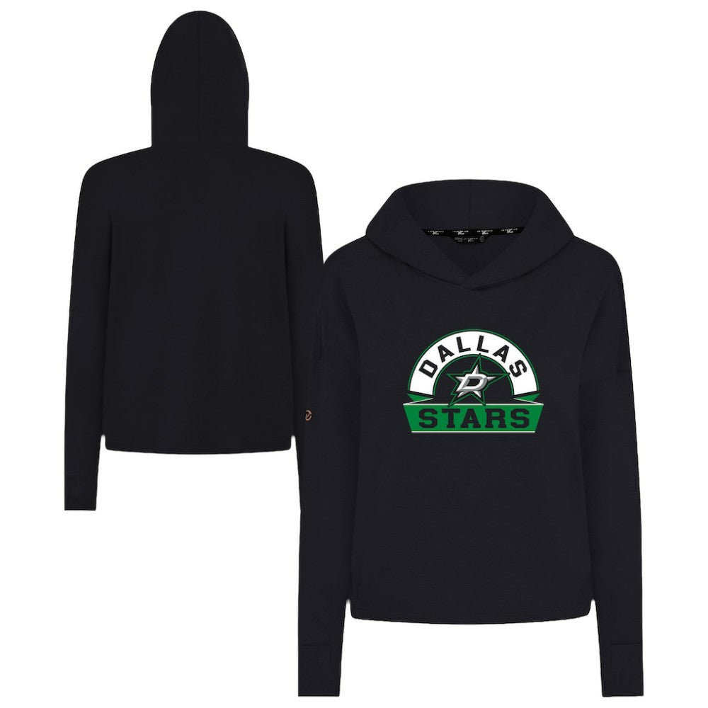 Dallas Stars Levelwear Women's Sweet Banner Arch Tri-Blend Cropped Pullover Hoodie Black
