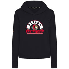 Ottawa Senators Levelwear Women's Sweet Banner Arch Tri-Blend Cropped Pullover Hoodie Black